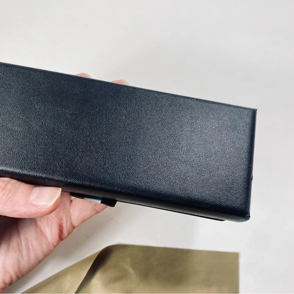 Hugo Boss Clamshell Hard Case Black Eyeglass Sunglasses Case with Cleaning Cloth